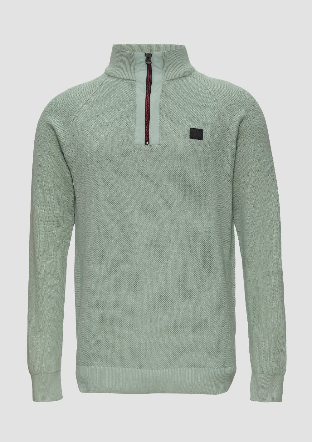 s.Oliver Strickpullover mit Troyer-Kragen und Strukturmix Kauf eins, bekomm eins gratis