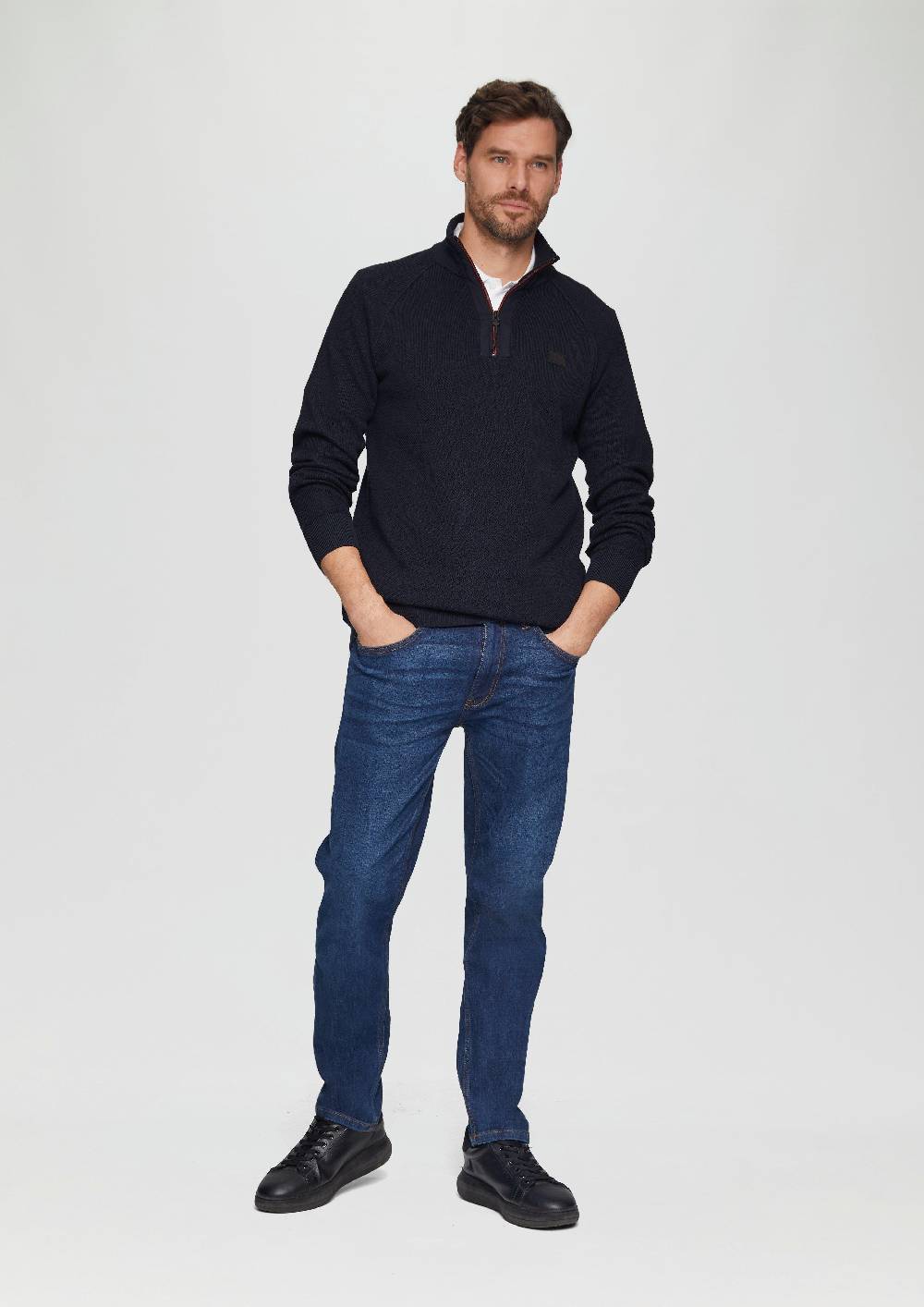 s.Oliver Strickpullover mit Troyer-Kragen und Strukturmix Tägliche Deals