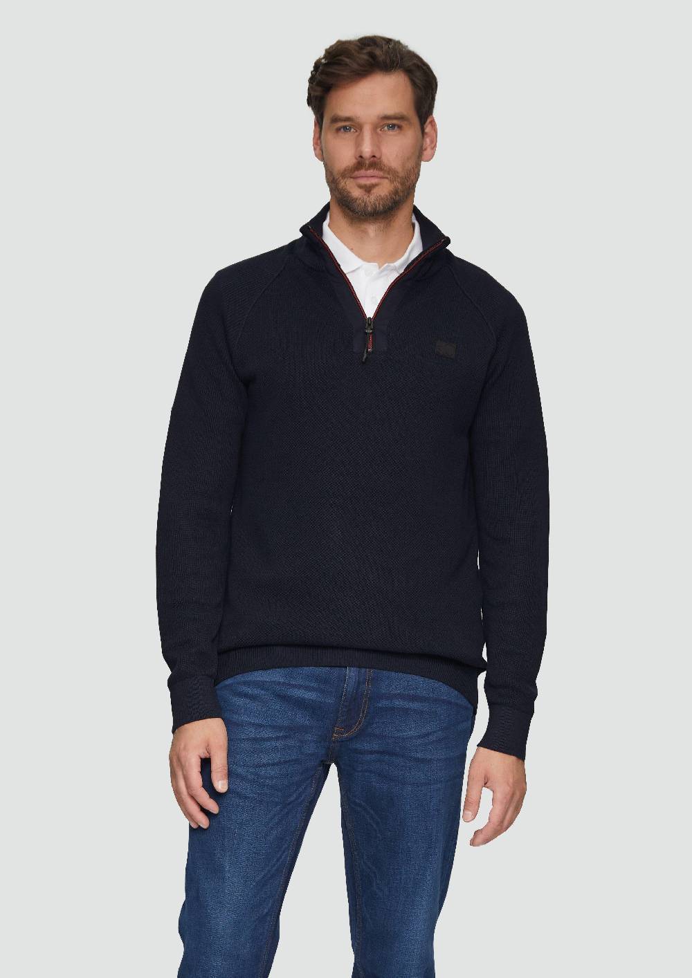 s.Oliver Strickpullover mit Troyer-Kragen und Strukturmix Tägliche Deals