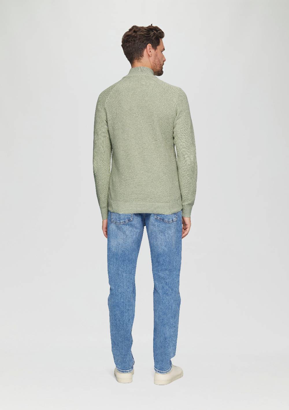 s.Oliver Strickpullover mit Troyer-Kragen und Strukturmix Kostenlose Rückgabe