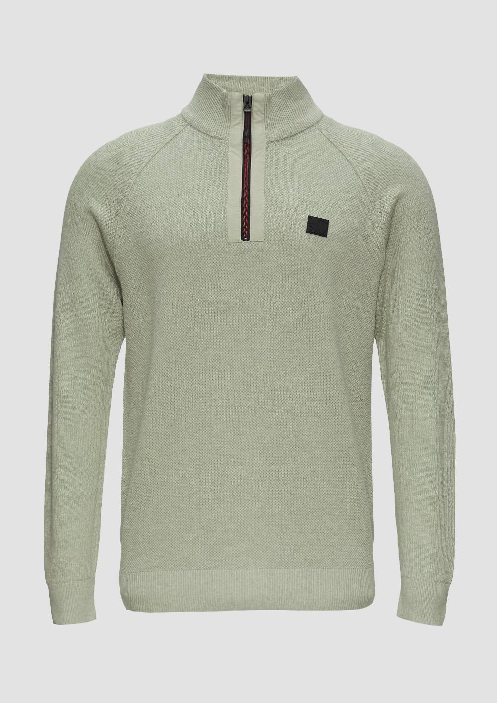 s.Oliver Strickpullover mit Troyer-Kragen und Strukturmix Kostenlose Rückgabe