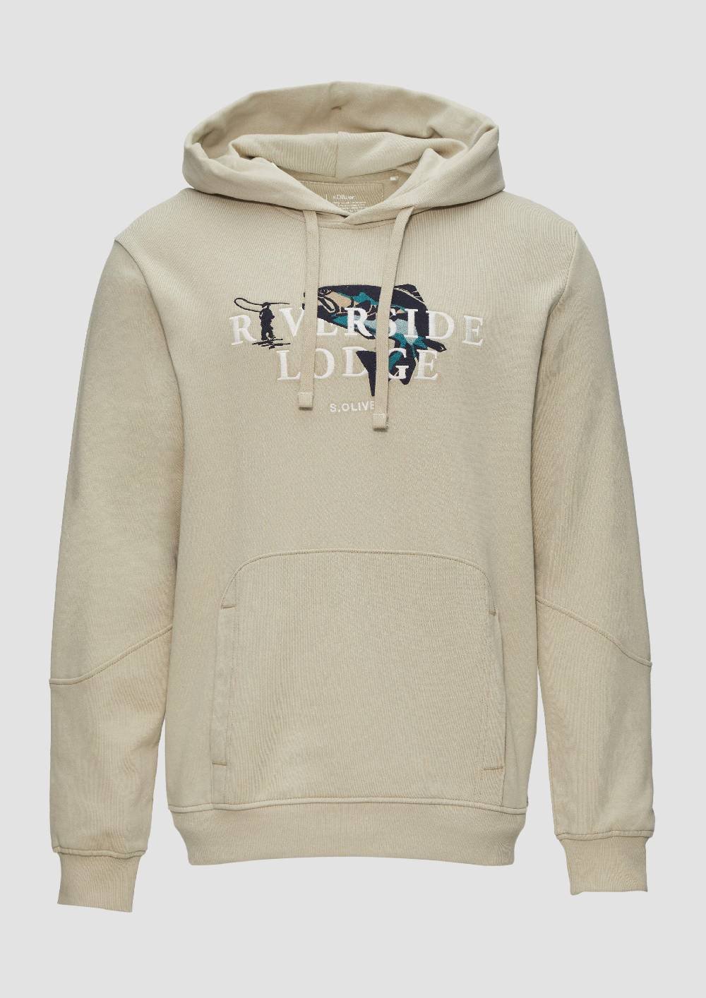 s.Oliver Hoodie mit Stickerei und Kängurutasche 50% Rabatt mit kostenlosem Versand