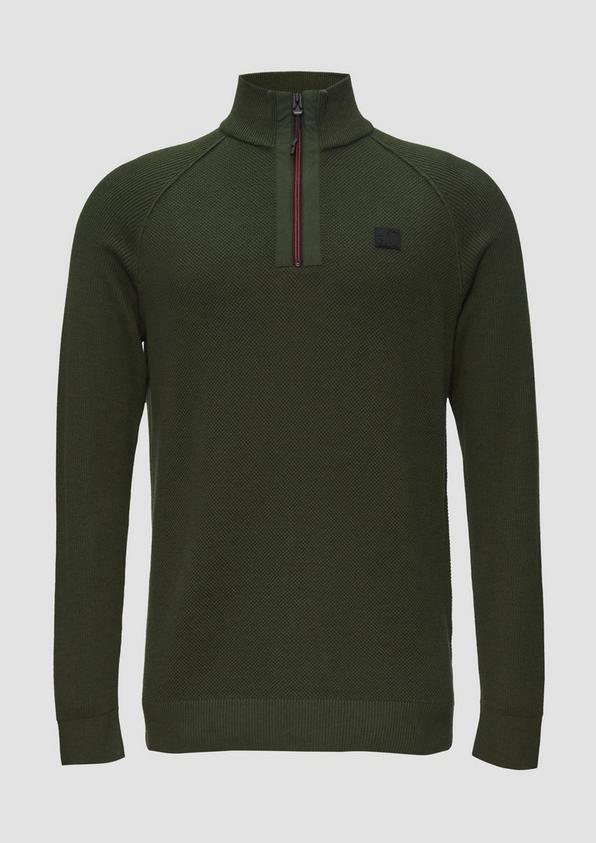 s.Oliver Strickpullover mit Troyer-Kragen und Strukturmix