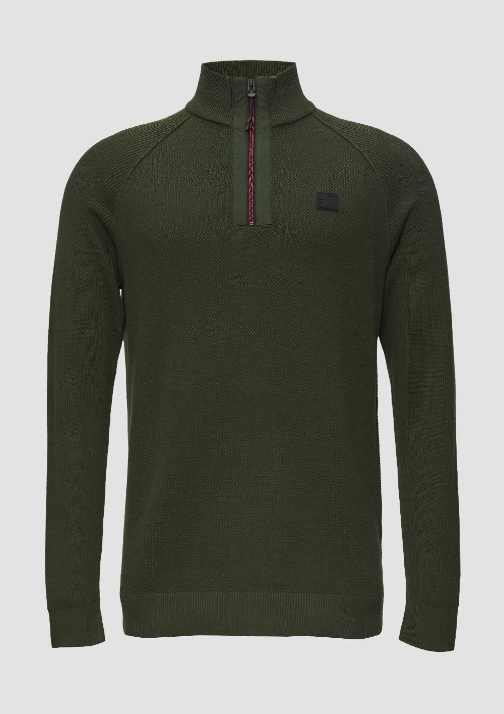 s.Oliver Strickpullover mit Troyer-Kragen und Strukturmix Black Friday Preise