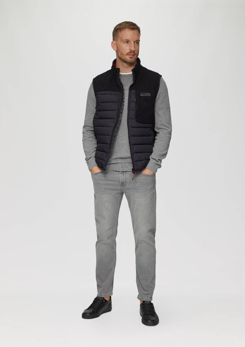 s.Oliver Pufferweste im Fabricmix mit Kontrast-Details Fabrik Onlineshop