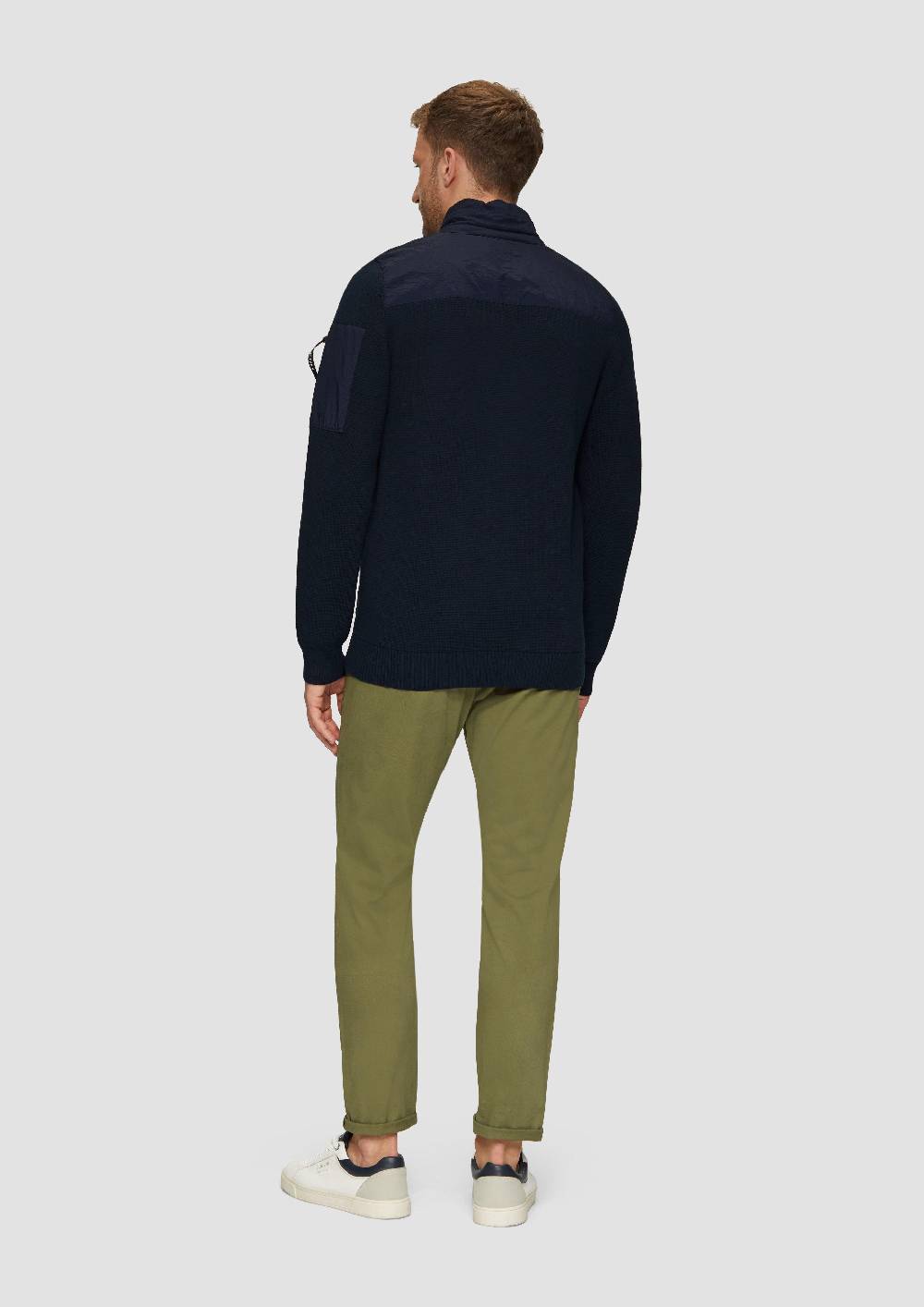 s.Oliver Strickjacke im Fabricmix mit Stehkragen Großer Ausverkauf