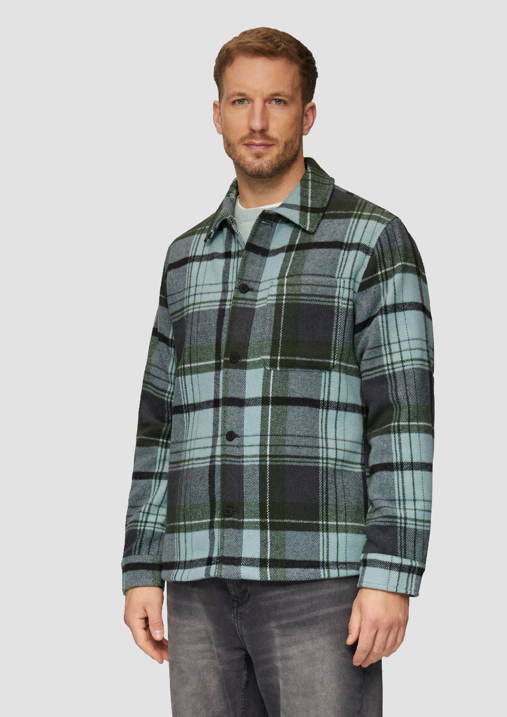 s.Oliver Kariertes Overshirt mit Brusttasche und Innenfutter Preisnachlass