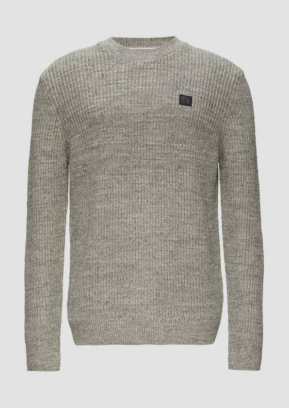 s.Oliver Melierter Pullover mit Patentmuster und Crew Neck