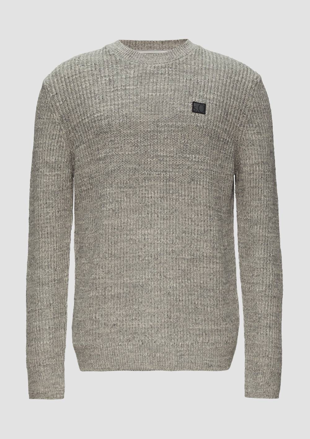 s.Oliver Melierter Pullover mit Patentmuster und Crew Neck Black Friday