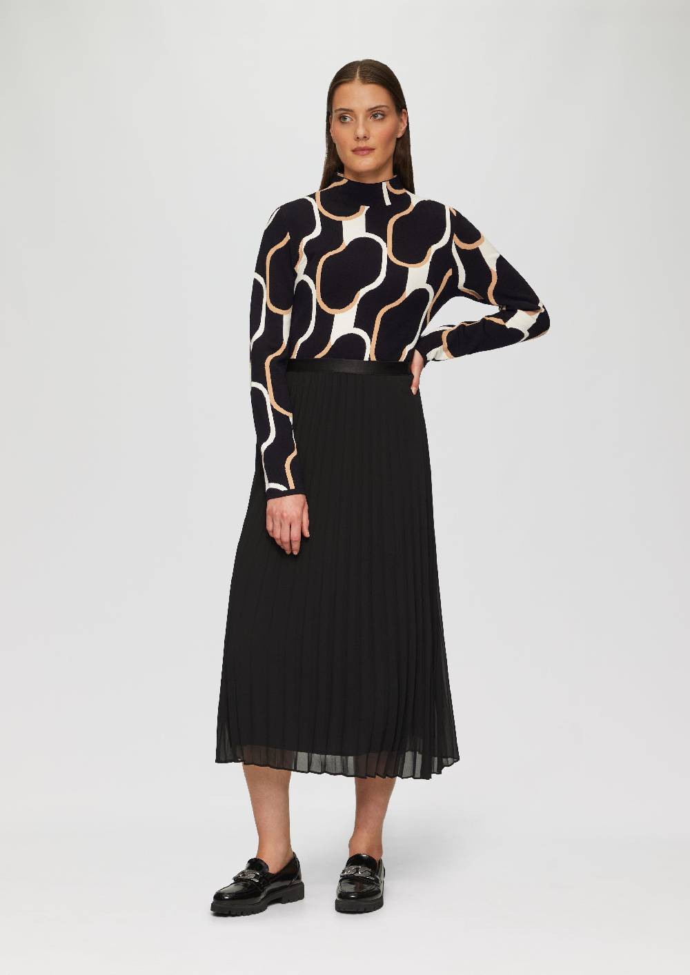 s.Oliver Schmaler Strickpullover mit Jacquard-Muster VIP-Rabatte