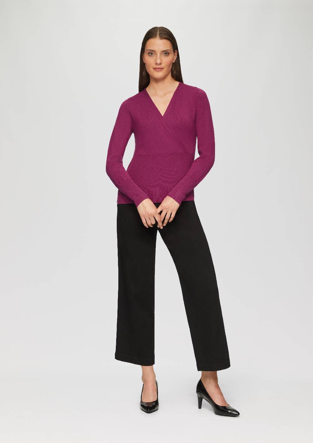 s.Oliver Feinstrickpullover in Wickel-Optik Super Sparpreis