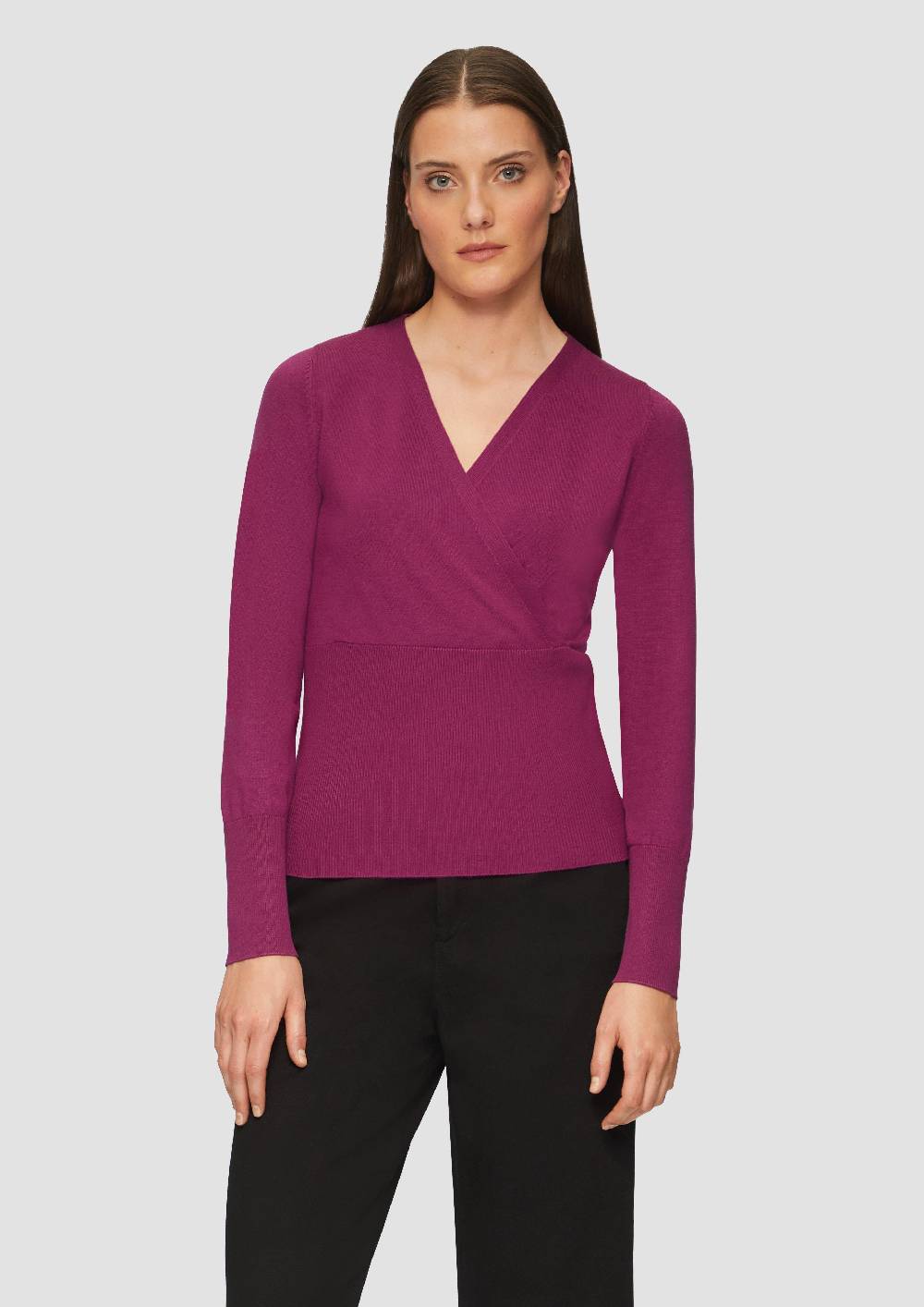 s.Oliver Feinstrickpullover in Wickel-Optik Super Sparpreis