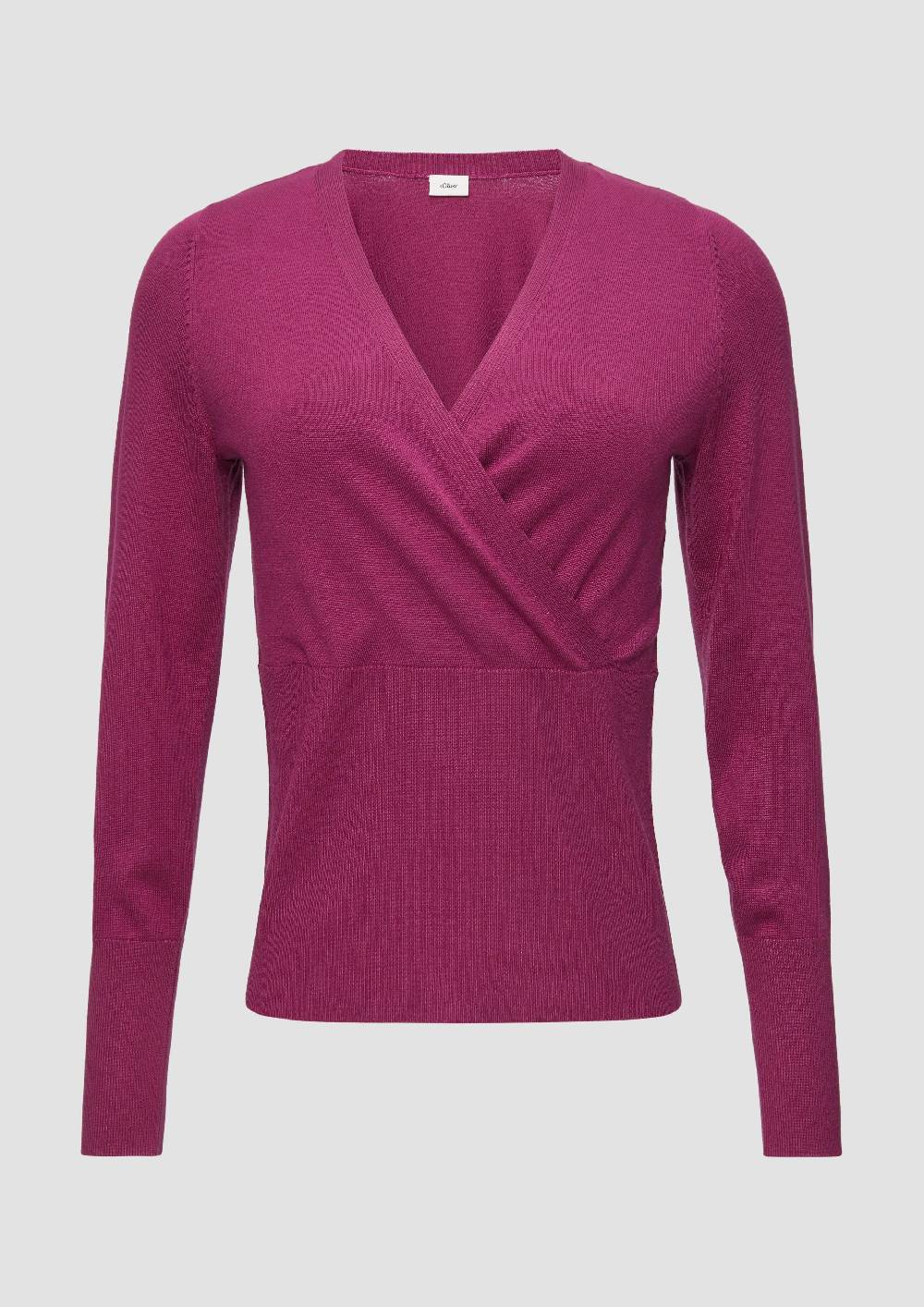 s.Oliver Feinstrickpullover in Wickel-Optik Super Sparpreis