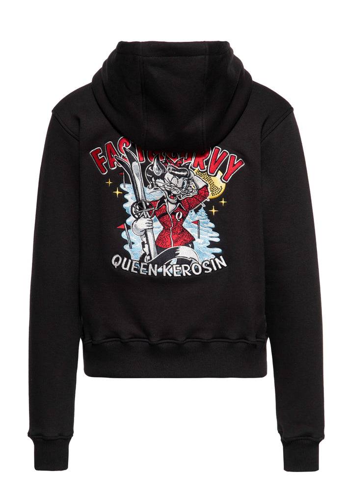 Queen Kerosin Kapuzensweatjacke «Fast & Curvy» Im Verkauf
