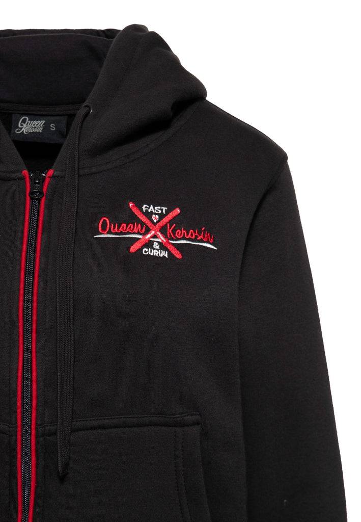 Queen Kerosin Kapuzensweatjacke «Fast & Curvy» Im Verkauf