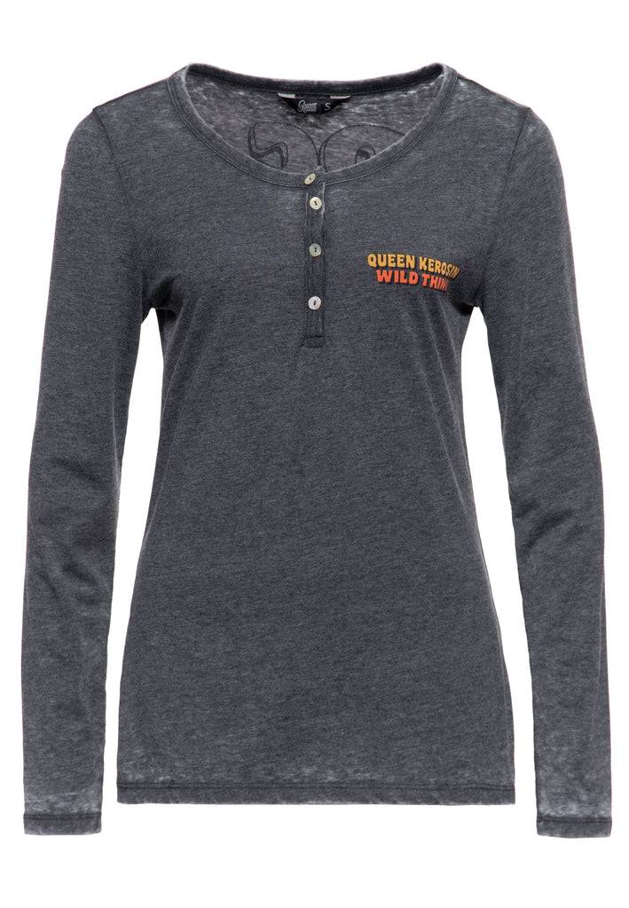 Queen Kerosin Enzym Wash Langarmshirt «Rock Your Life» im Angebot
