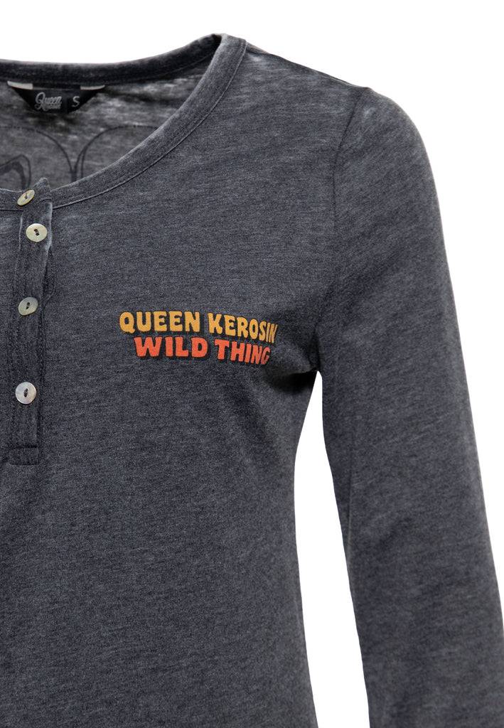 Queen Kerosin Enzym Wash Langarmshirt «Rock Your Life» im Angebot