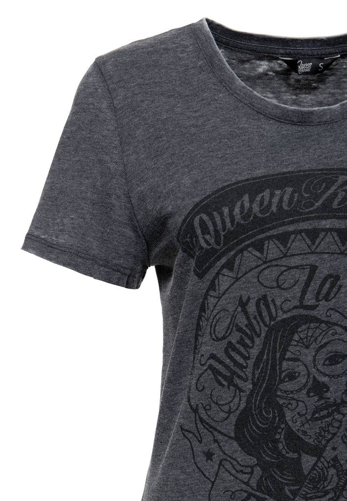 Queen Kerosin Enzym Wash T-Shirt «Hasta La Muerte» Schlussverkauf
