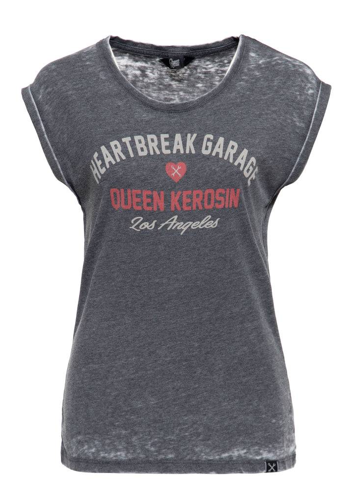 Queen Kerosin Enzym Wash T-Shirt «Heartbreak Garage» Günstiger Verkauf