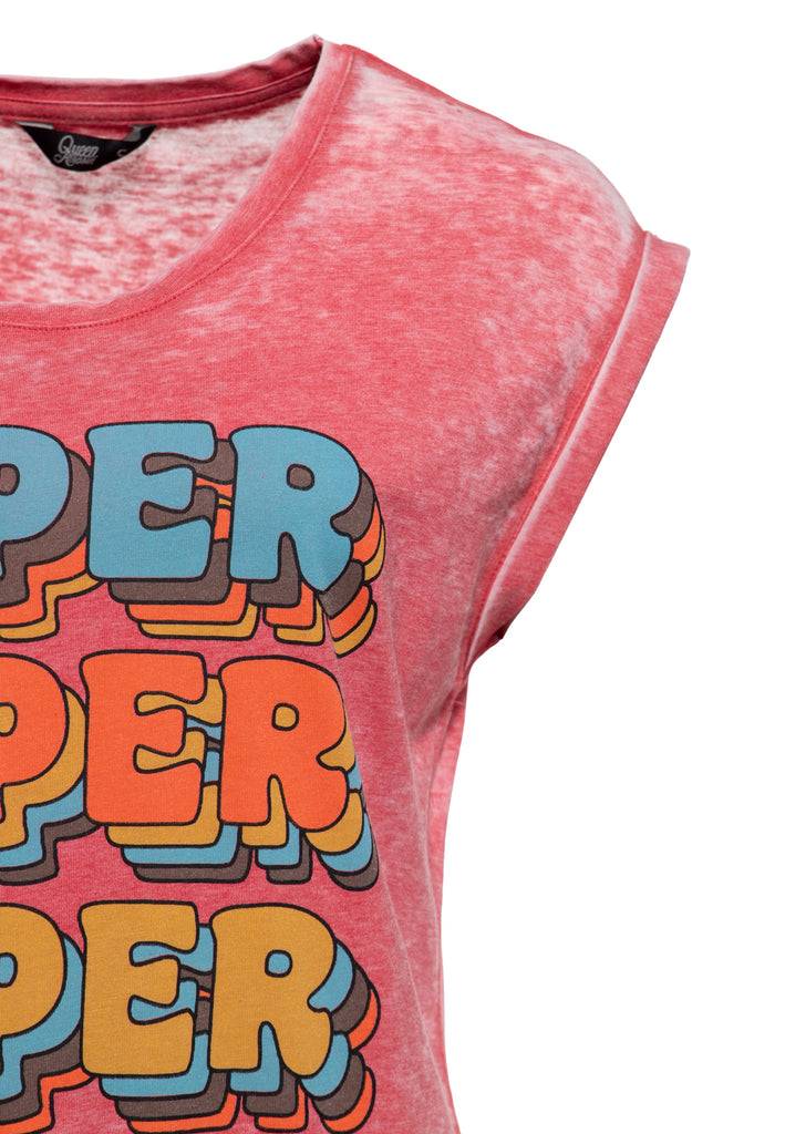 Queen Kerosin Enzym Wash T-Shirt «Super Cutie» Fabrikverkauf