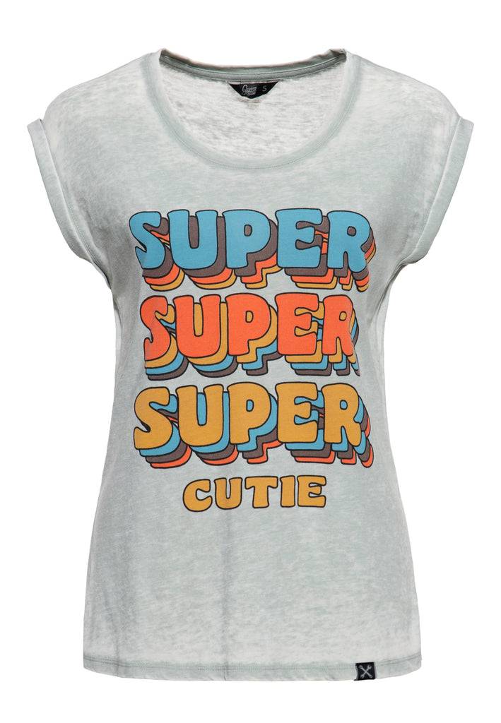 Queen Kerosin Enzym Wash T-Shirt «Super Cutie» Fabrikverkauf