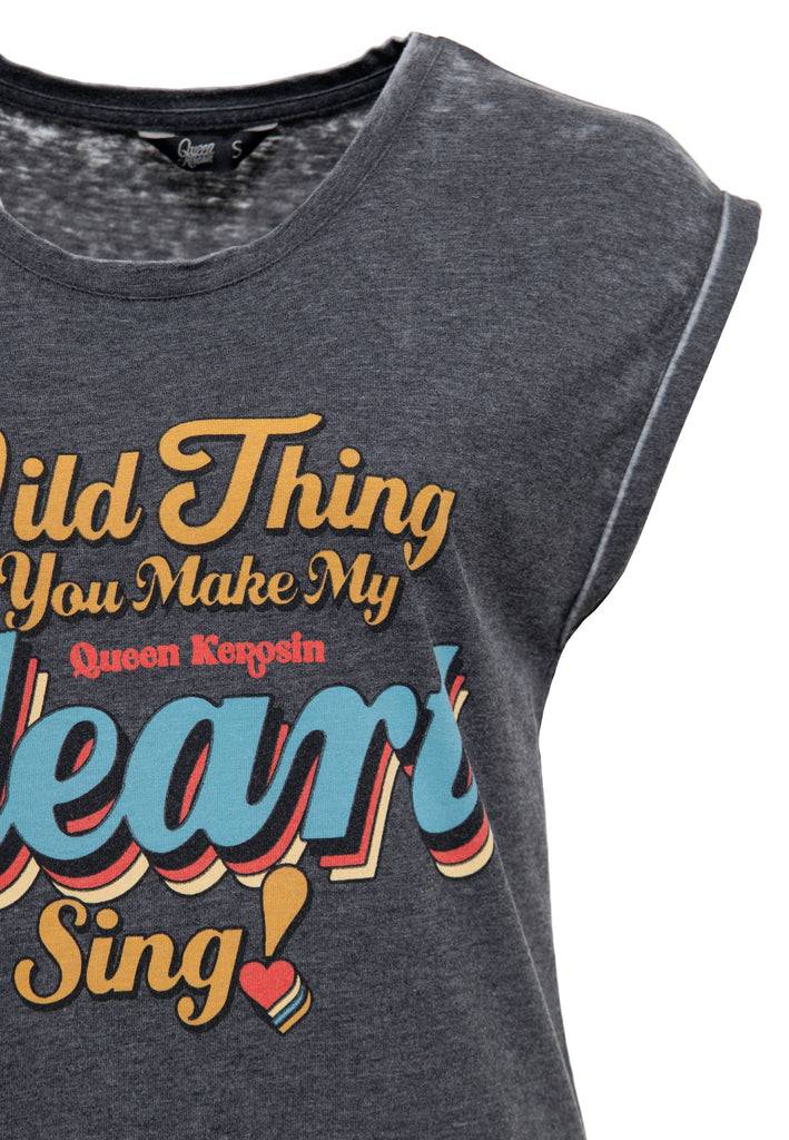 Queen Kerosin Enzym Wash T-Shirt «Wild Thing» Meist gekauft