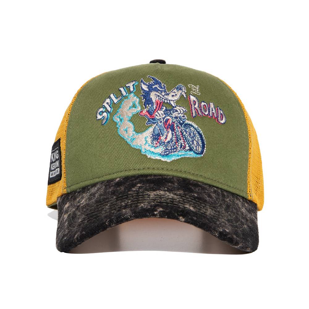 Queen Kerosin Trucker Cap «Split the Road» Große Rabatte