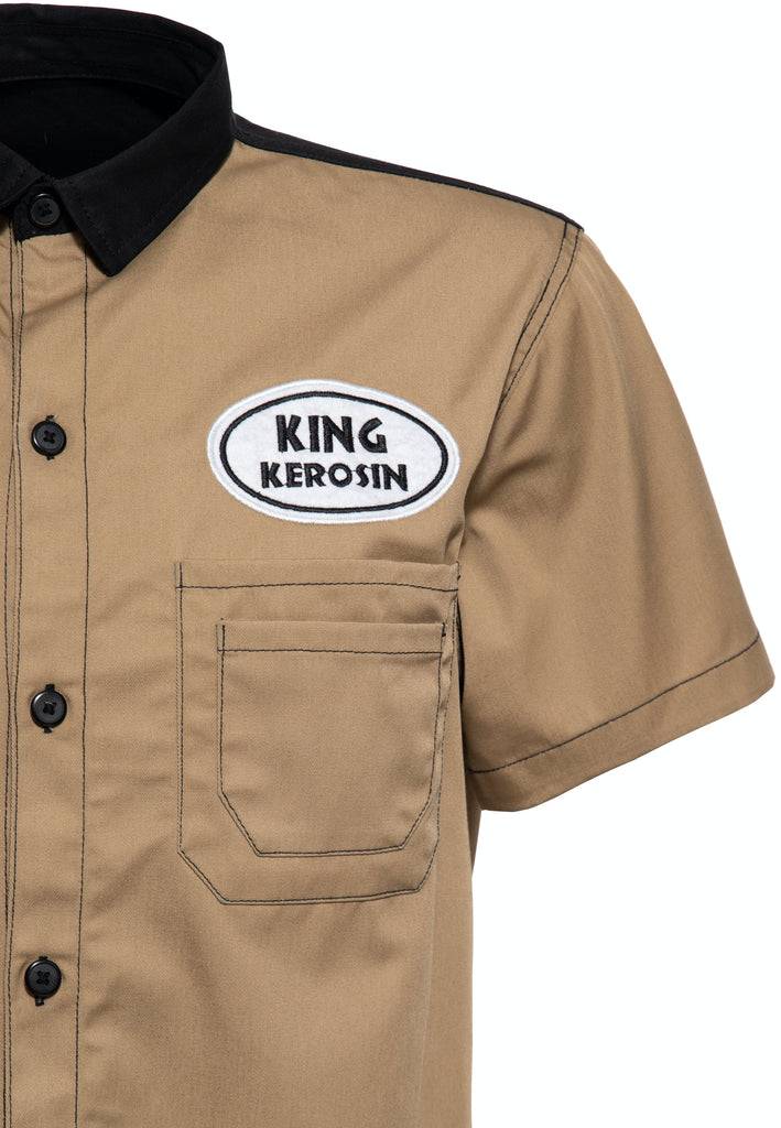 Queen Kerosin Workwear Kurzarm Hemd «All You Need is Beer» Großer Ausverkauf
