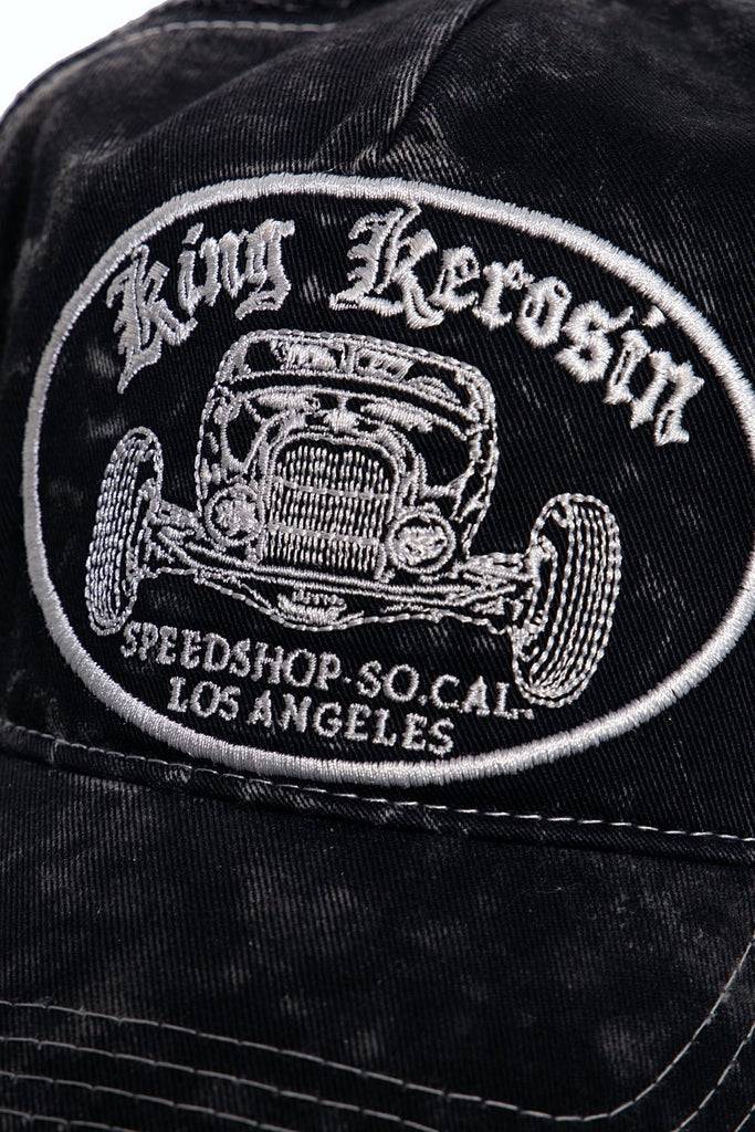 Queen Kerosin Trucker Cap mit Stickerei in der Front und Enzymwash «Speedshop SoCal» Valentinstagsangebot