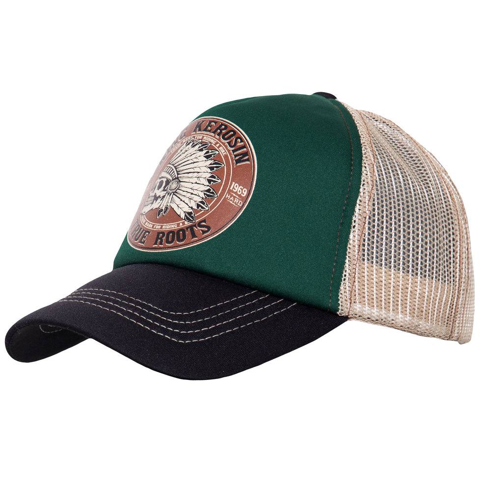 Queen Kerosin Trucker Cap mit Mesheinsatz und Print «True Roots» Jubiläumsangebot