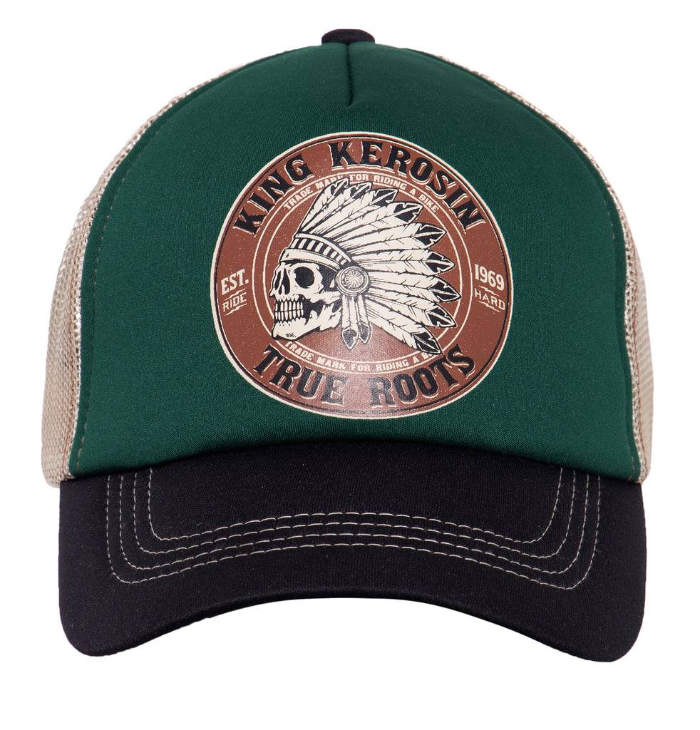 Queen Kerosin Trucker Cap mit Mesheinsatz und Print «True Roots» Jubiläumsangebot