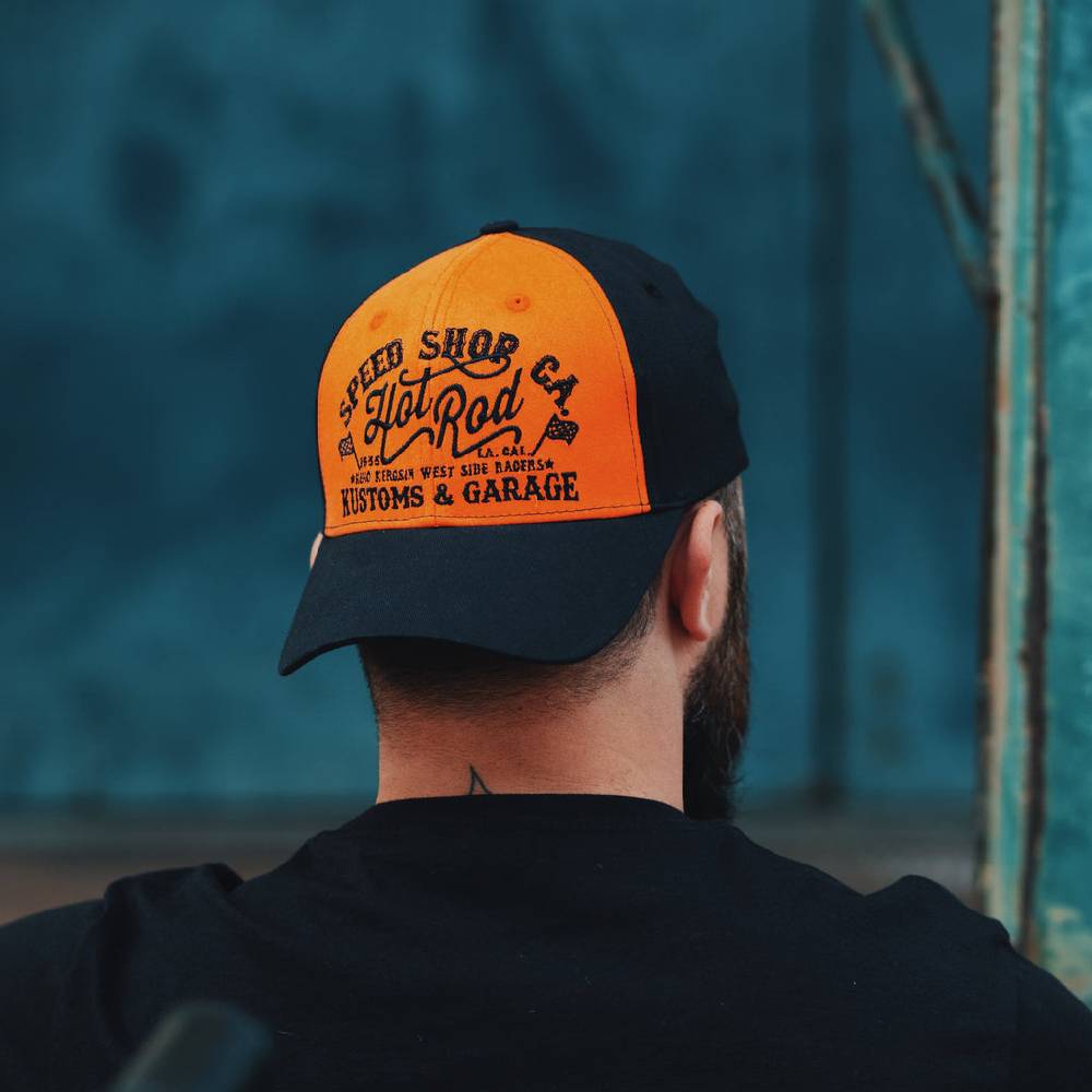 Queen Kerosin Baseball Cap mit Print auf der Schirmunterseite «Hot Rod» Neueste Mode