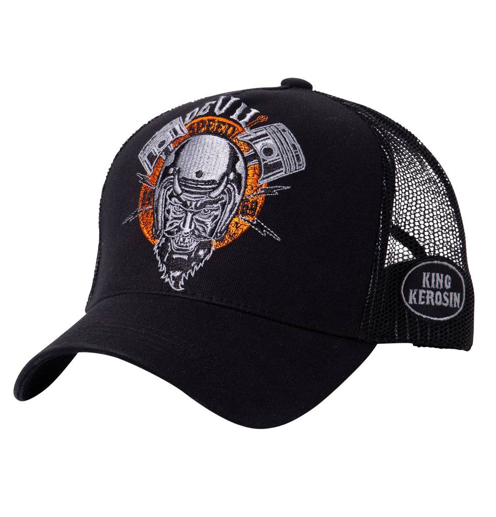 Queen Kerosin Trucker Cap mit rebellischer Front-Stickerei «Devil Speed» Bestseller