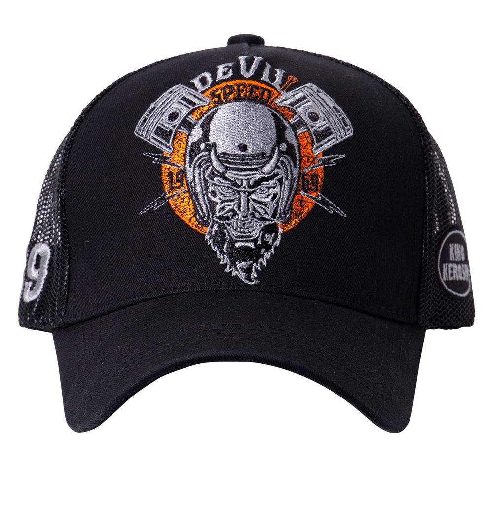 Queen Kerosin Trucker Cap mit rebellischer Front-Stickerei «Devil Speed» Bestseller