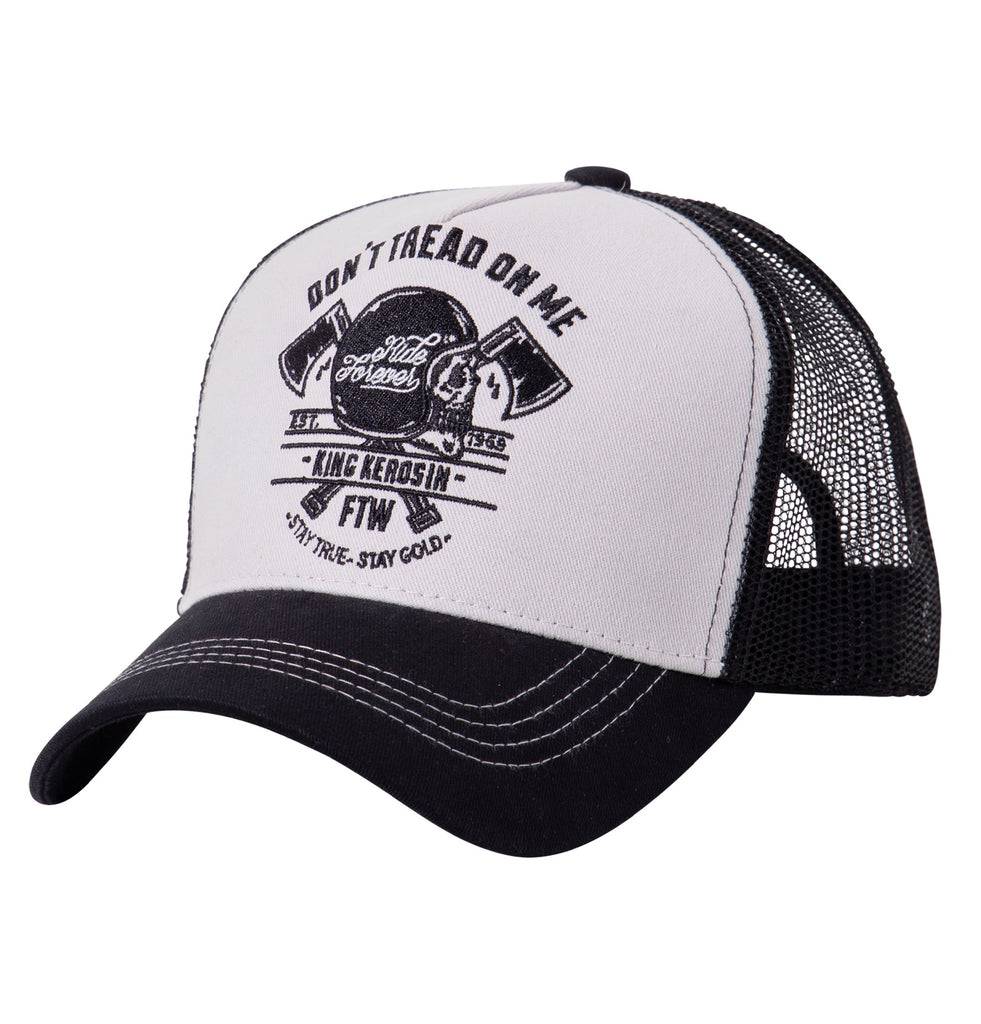 Queen Kerosin Trucker Cap mit Front-Stickerei «Don't Tread On Me» Räumungsverkauf
