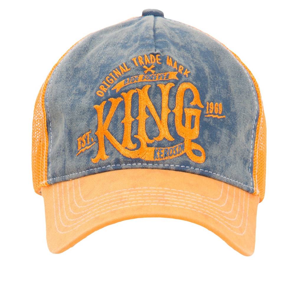 Queen Kerosin Trucker Cap mit Denim Einsatz im Used Look «KING» Riesige Ersparnisse