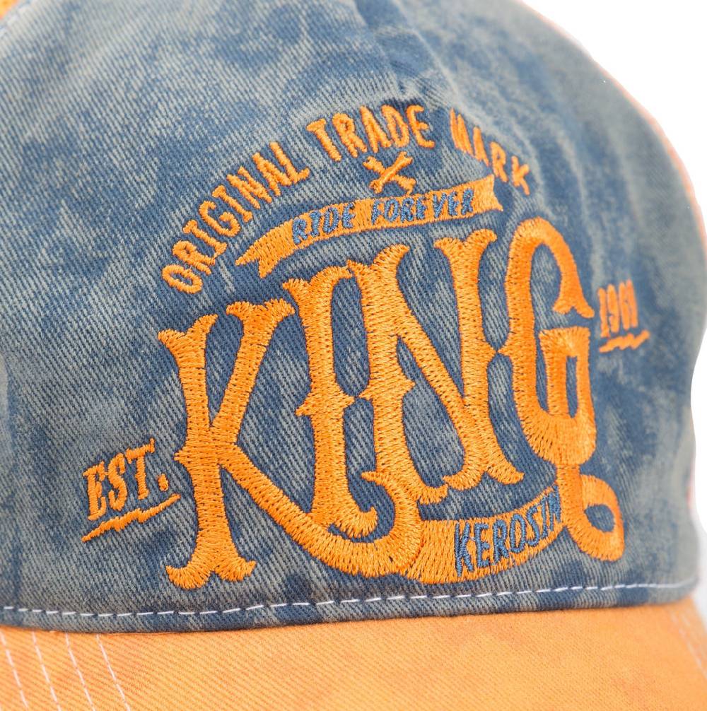 Queen Kerosin Trucker Cap mit Denim Einsatz im Used Look «KING» Riesige Ersparnisse