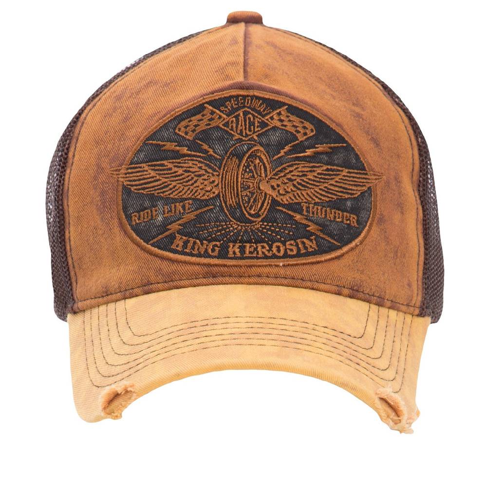 Queen Kerosin Trucker Trucker Cap im Vintage Jeans Look «Ride like Thunder» VIP-Rabatte