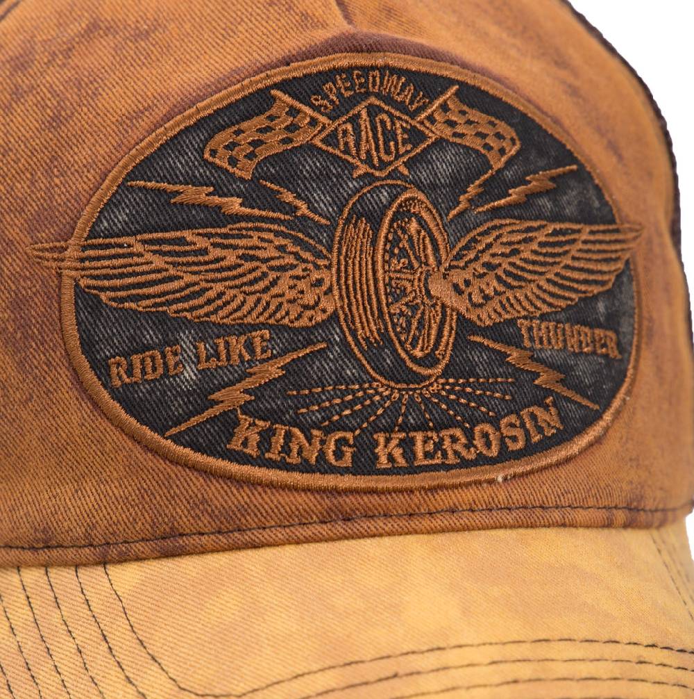 Queen Kerosin Trucker Trucker Cap im Vintage Jeans Look «Ride like Thunder» VIP-Rabatte