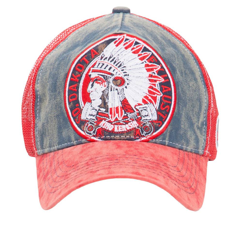 Queen Kerosin Trucker Cap mit Denim Einsatz im Used Look «True Roots» Tiefpreis