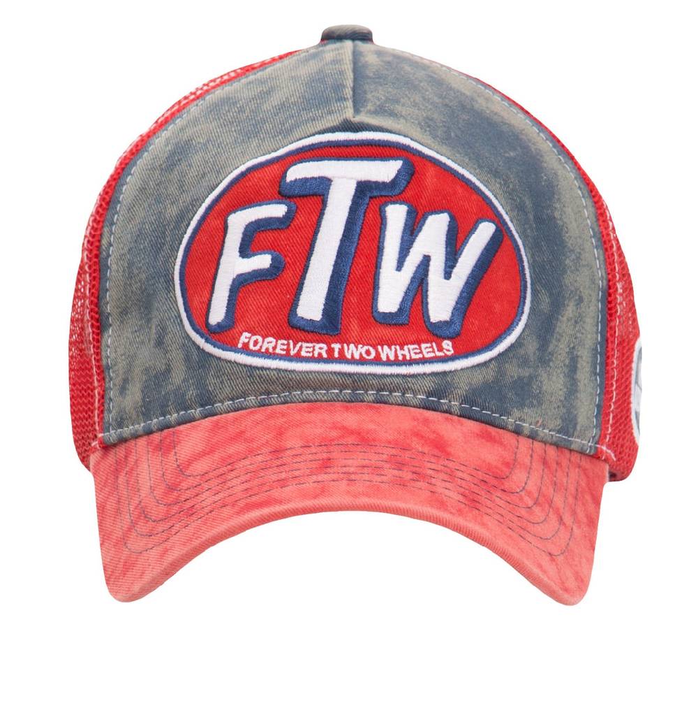 Queen Kerosin Trucker Cap mit Denim Einsatz im Used Look «FTW» Super Sparpreis