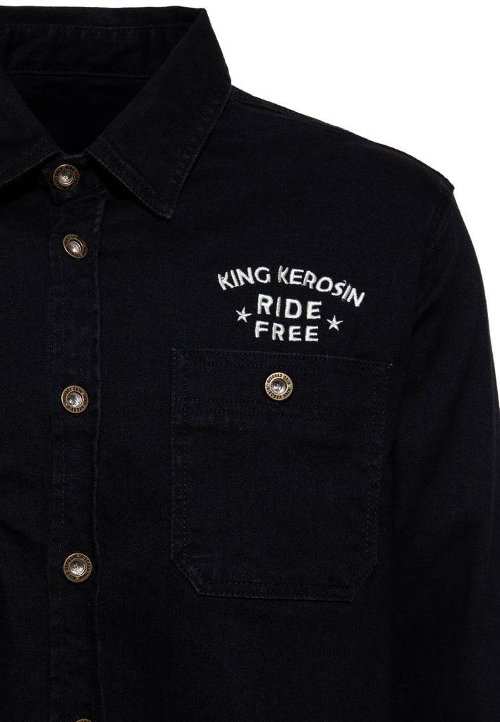 Queen Kerosin Workwear Hemd «Ride Free Live Free» Begrenzte Freigabe