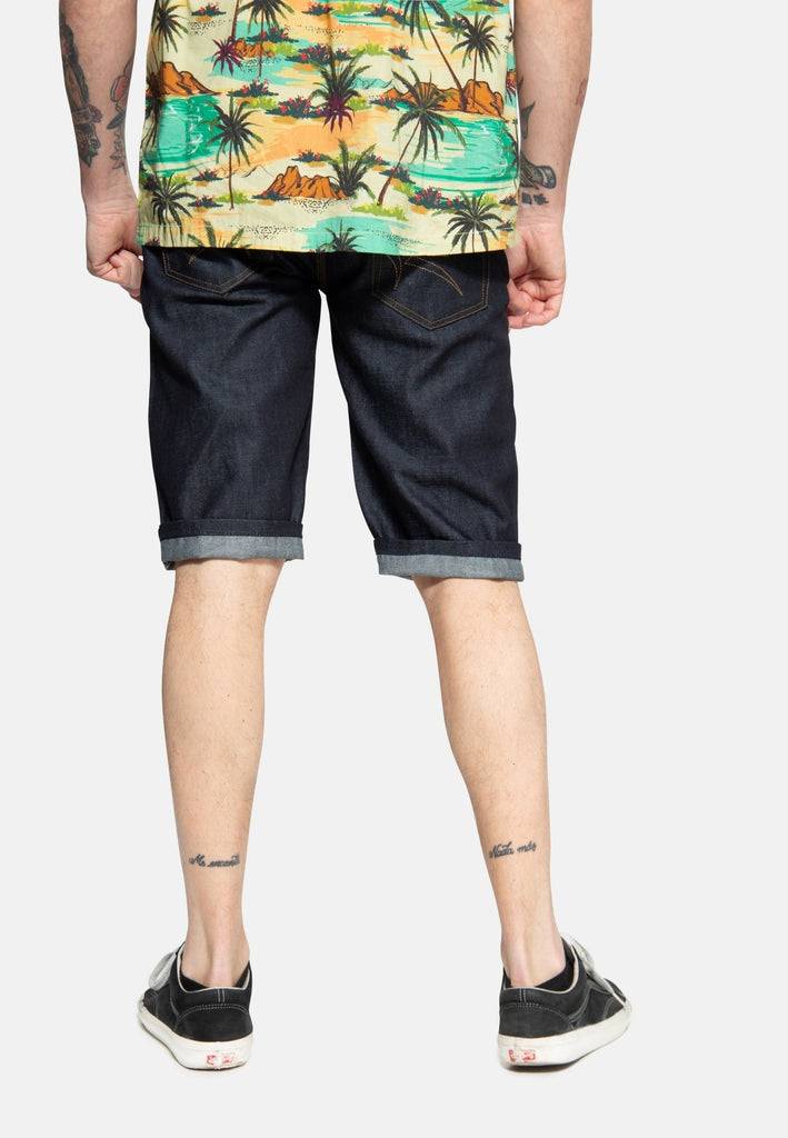 Queen Kerosin Denim Shorts mit Pintstripe Stitching «50s Workwear» Zeitlich begrenztes Angebot
