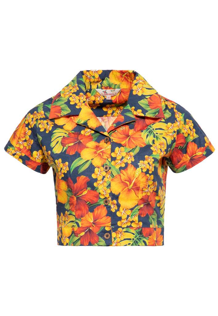 Queen Kerosin Hawaiibluse «Hibiskus» Sonderangebote