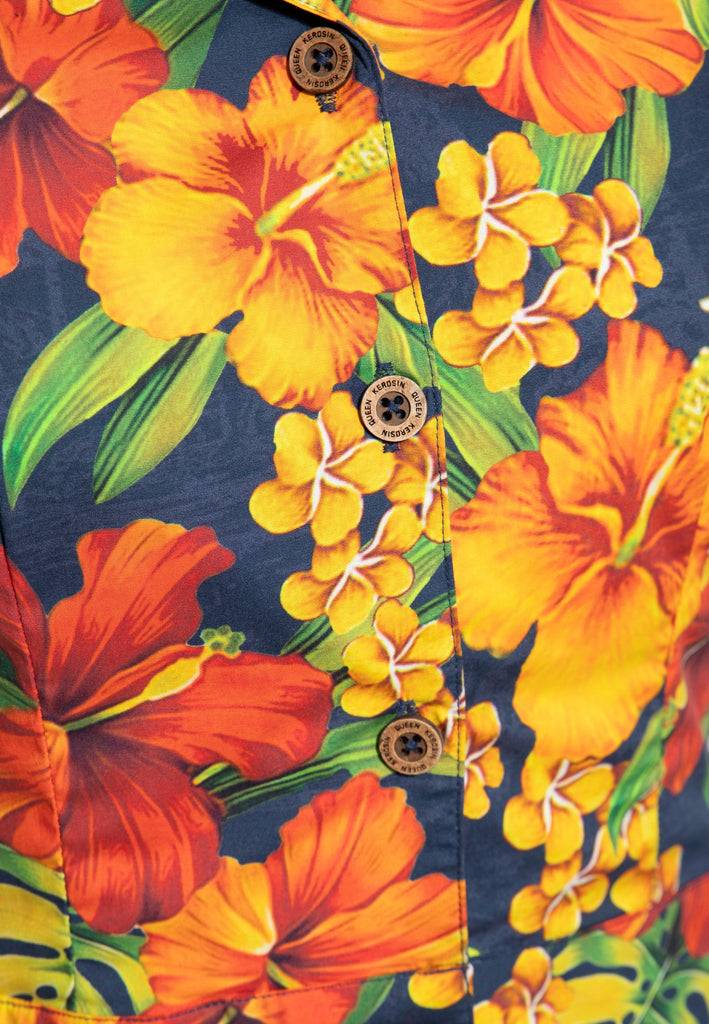 Queen Kerosin Hawaiibluse «Hibiskus» Sonderangebote
