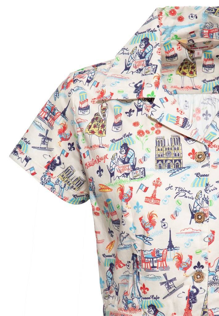 Queen Kerosin Hawaiibluse «Paris» VIP-Rabatte