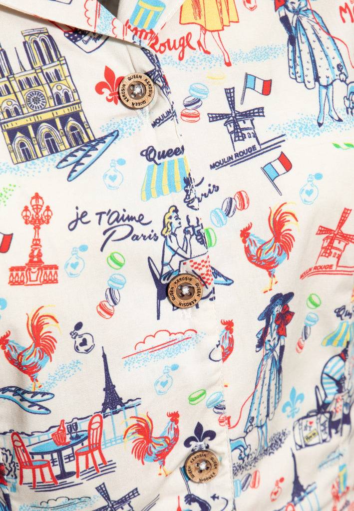 Queen Kerosin Hawaiibluse «Paris» VIP-Rabatte