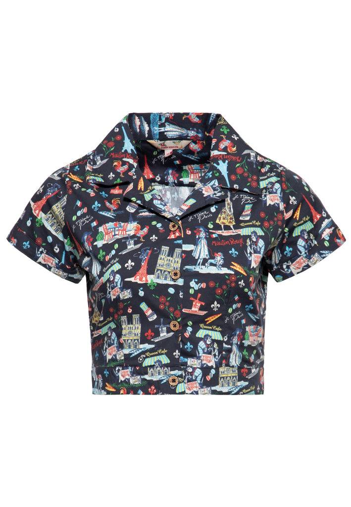 Queen Kerosin Hawaiibluse «Paris» VIP-Rabatte