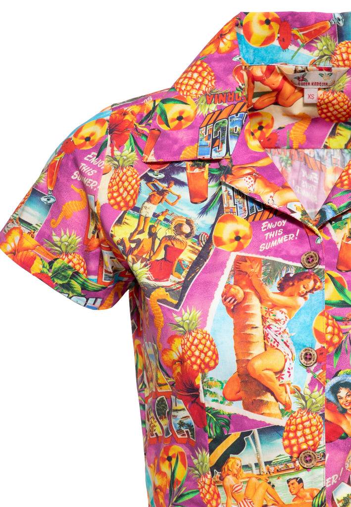 Queen Kerosin Hawaiibluse «Miami & Long Beach» Tiefpreis