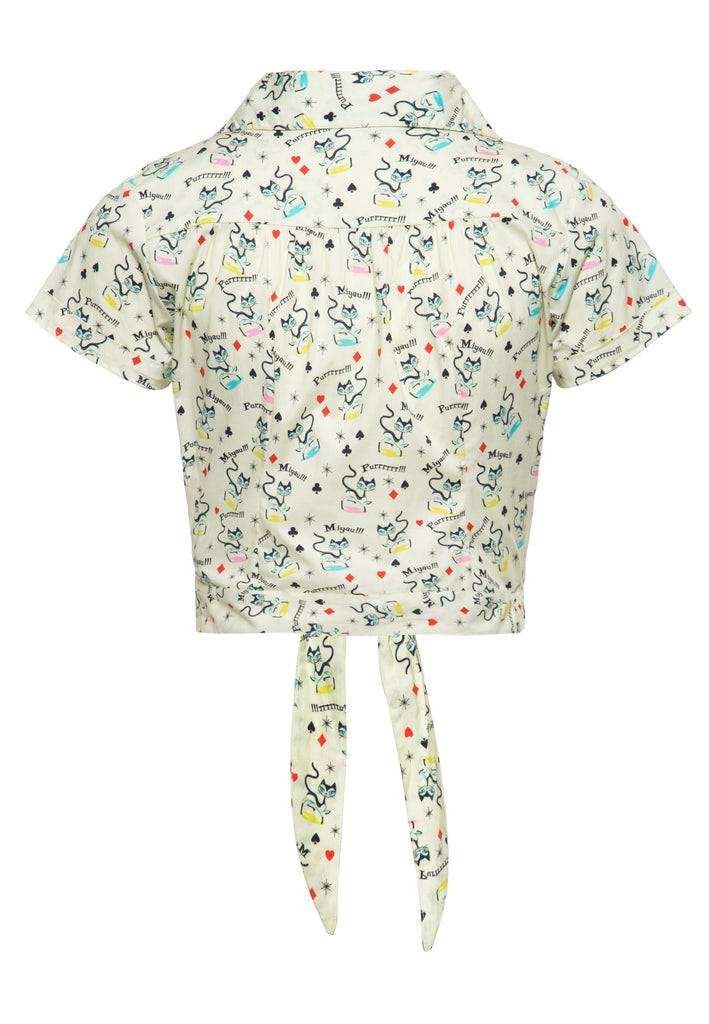 Queen Kerosin Hawaiibluse «Retro Cats» Wochenangebot